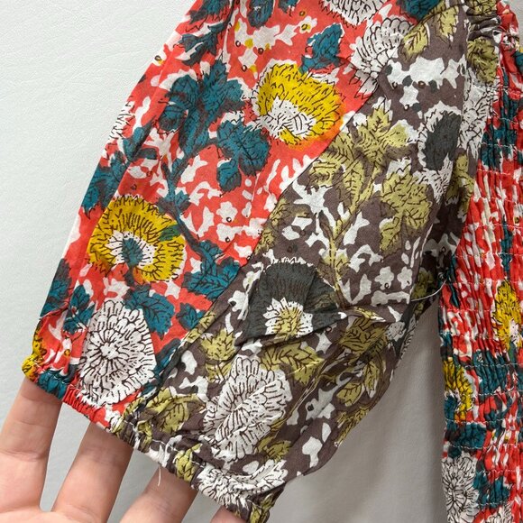 NWT Velvet by Graham & Spencer Taria Floral Smocked Puff Sleeve Mini Dress Small - Picture 6 of 13